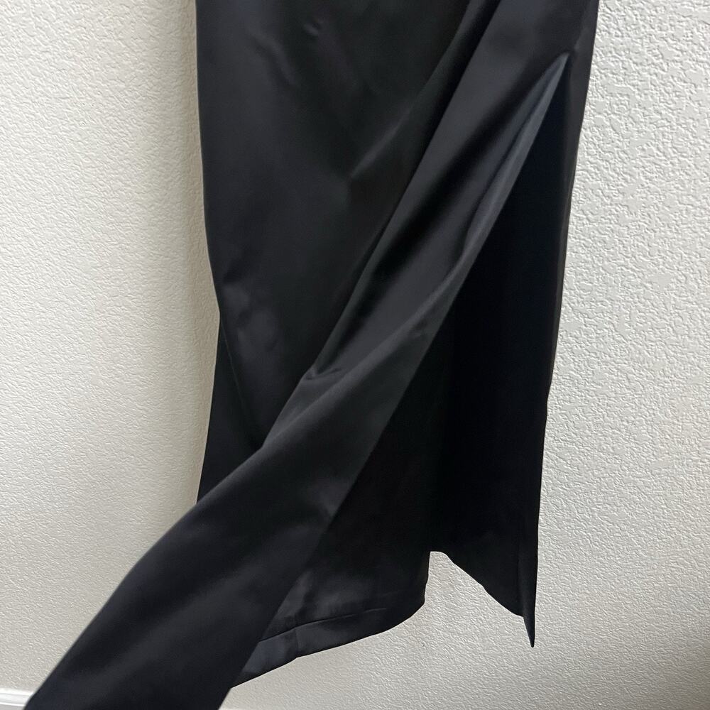 Ten By Babaton Espionage Satin Black Midi Dress Side Slit Sz 8 Cocktail Party - Picture 6 of 10